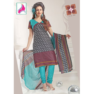 Riti Riwaz Stunning Black & Sea Blue Cotton Designer Suit - 1005