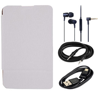 Romito Xolo Q700 Flip Cover White With Data CableAux CableHandfree available at ShopClues for Rs.409