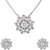 Mahi Crystal Floral Burst Rhodium Plated Pendant Set For Women Nl1102717r 