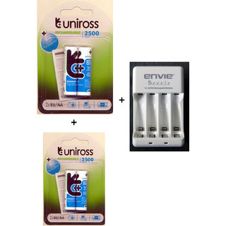 Uniross 2500x 4 MAh AA Rechargeable Battery With Envie AA Or AAA Battery Charger