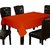 Lushomes Plain Red Wood Holestitch Cotton for 6 Seater Orange Table Covers