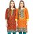 Jaipur Kurti Red and Orange Cotton Printed Pack of Two Kurtas