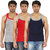 Arkatic Mens Premium Innerwear Navy/Red/Grey Melange GYM Vest  (Pack of 3)