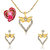 Mahi Valentine Gift White Crystl with Heart Shaped Card Pendant Set NL5101720GCd