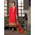 Fabliva Red  Beige Embroidered Cotton Jequard Straight Suit (Unstitched)