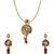Traditional Ethnic Red Green Floral Pendant Set with Crystals by Donna NL26009G