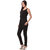 Fashionexpo Black Art Silk Plain Jumpsuits For Women