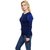 RENKA Blue Color Lines long Sleeves Winter Pullover Sweater for Women