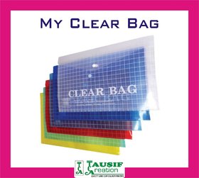 New My Clear Bag / A4 Size / Assorted Colours (Set of 6 Pc.)