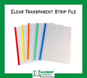 New Clear Transparent Strip File / A4 Size / Assorted Colours (Set of 20 Pc.)