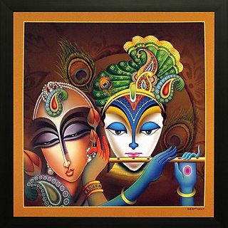 Buy Radha Krishna Ji Canvas Painting 14 Inch X 14 Inch Online