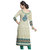 Drapes Green And Cream Crepe Batik Print Salwar Suit Dress Material (Unstitched)