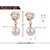 Austrian Crystal Rose Gold Double Pearl Ear Clips Party Earrings For Women