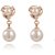 Austrian Crystal Rose Gold Double Pearl Ear Clips Party Earrings For Women