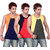 White Moon Sports Gym Vest 333 - Pack of 3 (Green-Red-Blue)