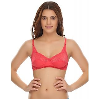 Buy Clovia Non-padded Non-wired Full Cup Bra In Hot Pink - Lace