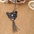 WF Leopard Tiger Head Antique Black Long Tassel Vintage Necklace Pendent