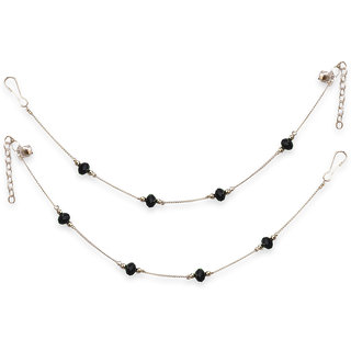 Buy Sparkling Non Plated Black & Silver Alloy Anklets For Women Online -  Get 42% Off