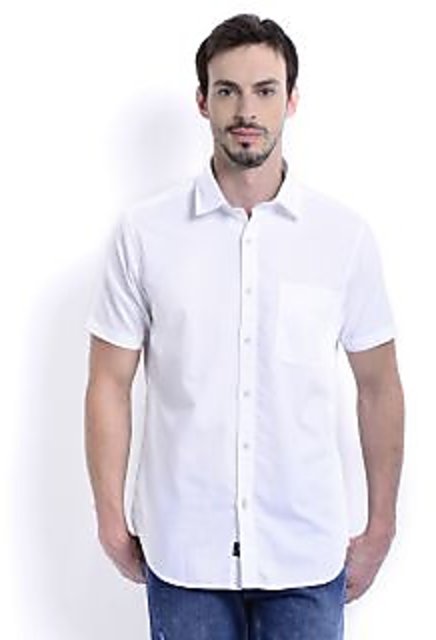 men's cotton half sleeve white formal shirt