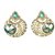 Kriaa Peacock Design Green Meenakari Gold Finish Kundan Earrings - 1306024
