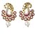 Kriaa Purple Meenakari Gold Finish Kundan Pearl Drop Earrings - 1306025