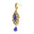 Kriaa Austrian Stone Gold Finish Floral Dangle Blue Earrings - 1306206