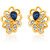 Mahi Gold Plated Blue Marigold Flower Earrings Made With Swarovski Elements 