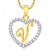 Meenaz Heart V Alphabet Pendant for Girls Women With Chain Valentine Gifts PS412