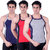 White Moon Sports Gym Vest 112 - Pack of 3 (Grey-Red-Blue)