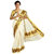Fashionkiosks Kerala Milk White Colour Pure Cotton kasavu Maroon Silk With gold Lace work pallu Saree with Blouse attached