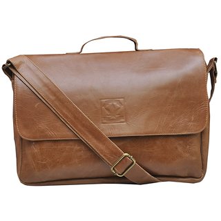 Buy B-World Men&#39;S Brown Leather Laptop Bag b436 Online @ ₹4500 from ShopClues