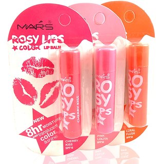 Mars Roosy Lip Color Lip Balm Cherry Kiss Coral Flush Pink Lolita Free Liner