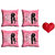 meSleep Valentine Couple Cushion Cover (16x16) - Set of 4 With Free Heart Shaped Filled Cushion