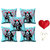 meSleep Blue Valentine Couple Cushion Cover (16x16) - Set of 5 With Free Heart Shaped Filled Cushion and Pendant Set