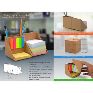Folding paper cube (with memopad and tumbler)