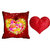 meSleep Red Valentine Cushion Cover (16x16) With Free Heart Shaped Filled Cushion