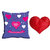 meSleep Blue Love U Valentine Cushion Cover (16x16) With Free Heart Shaped Filled Cushion