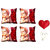 meSleep Valentine Couple Cushion Cover (16x16) - Set of 4 With Free Heart Shaped Filled Cushion and Pendant Set