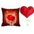 meSleep Red Heart Valentine Cushion Cover (16x16) With Free Heart Shaped Filled Cushion and Pendant Set