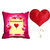 meSleep Love Is All Around Valentine Cushion Cover (16x16) With Free Heart Shaped Filled Cushion and Pendant Set
