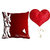 meSleep Red Happy Valentine Cushion Cover (16x16) With Free Heart Shaped Filled Cushion and Pendant Set