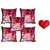 meSleep Pink Teddy Valentine Cushion Cover (16x16) - Set of 5 With Free Heart Shaped Filled Cushion