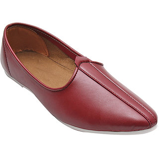 MAROON GENUINE LEATHER JALSA SLIP-ON WITH WHITE SOLE BY PORT