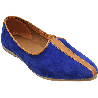 BLUE SUEDE LEATHER JALSA SLIP-ON WITH BROWN SOLE BY PORT
