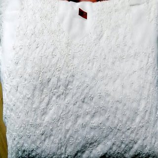 Full white dress materials cheap online