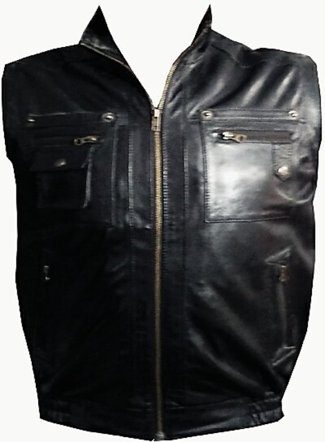 black leather half jacket