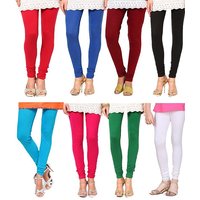 Pack of 8 Leggings - Red, Blue, Maroon, Black, Turquoise, Magenta, Green n White