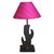 Creative Designs Wooden Brown Table Lamp with Pink Shade