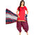 Drapes Red Cotton Block Print Salwar Suit Dress Material (Unstitched)