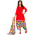 Drapes Red Cotton Block Print Salwar Suit Dress Material (Unstitched)